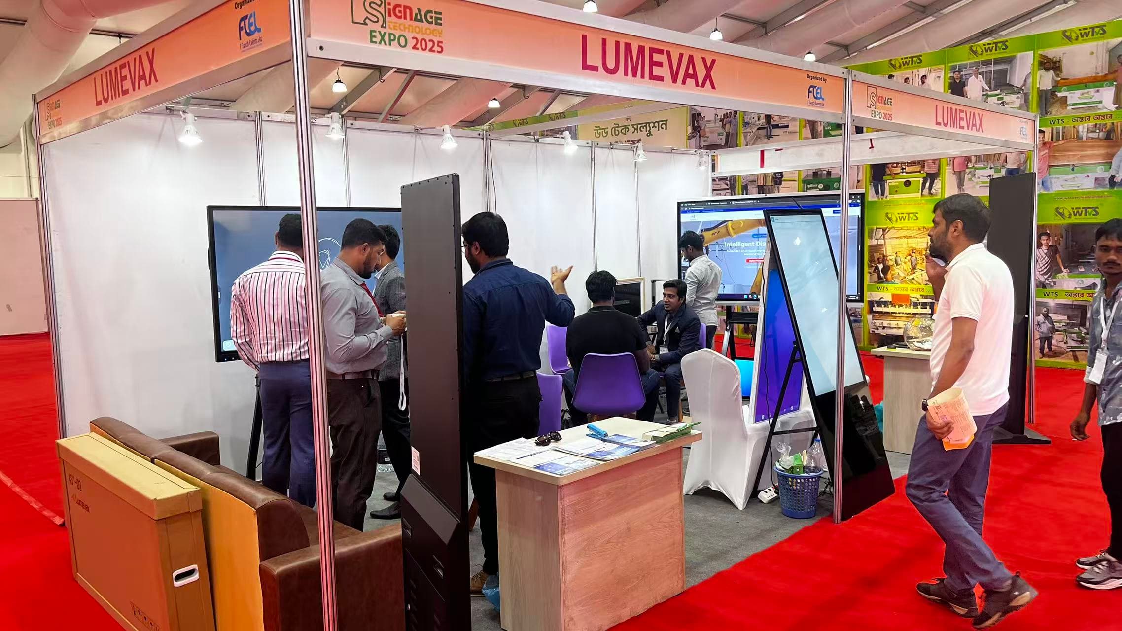 Corporate clients testing interactive display features